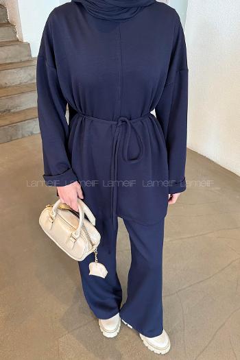 Lamelif Bağlama Detaylı Oysho Takım Lacivert
