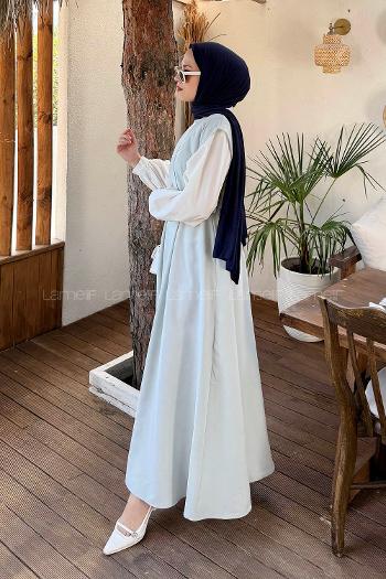 Lamelif Pile Detaylı Kemerli Jile Su Yeşili