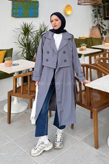 Anthracite Long Arm Trench Coat