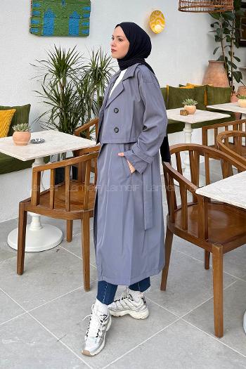 Anthracite Long Arm Trench Coat