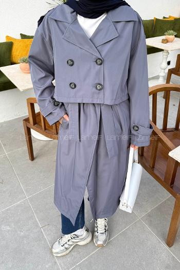 Anthracite Long Arm Trench Coat