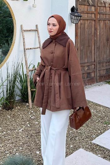 Tan Normal Neck Long Arm Elastan Polyester Jacket