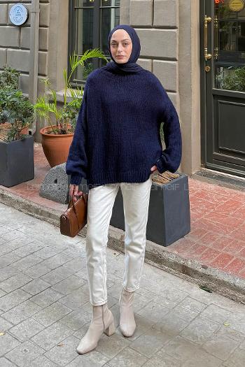 Navy Blue Neckband Long Arm Jumper