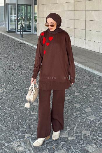 Lamelif Kalpli Triko Takım Acı Kahve