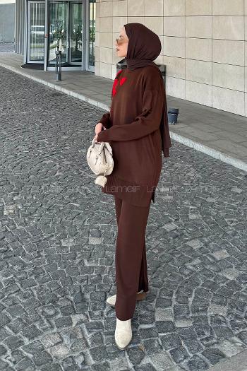 Lamelif Kalpli Triko Takım Acı Kahve