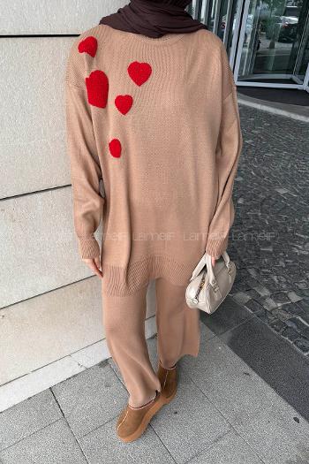 Lamelif Kalpli Triko Takım Camel