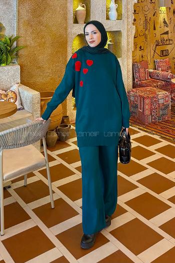 Lamelif Kalpli Triko Takım Zümrüt