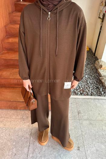 Lamelif Arma Detaylı İkili Takım Acı Kahve