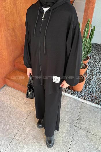 Lamelif Arma Detaylı İkili Takım Siyah