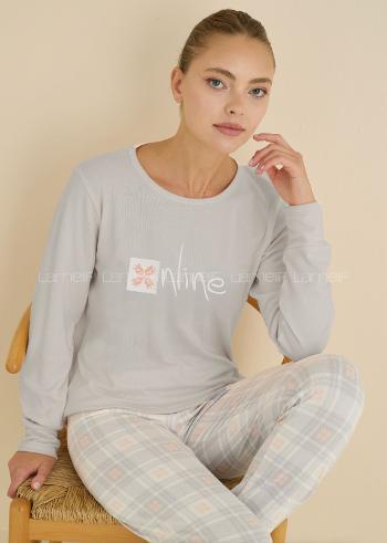 Lamelif Bisiklet Yaka Luxury Thermal Pijama Takımı