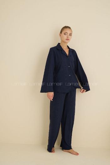 Lamelif Oversize Kadın Pijama Takımı Lacivert