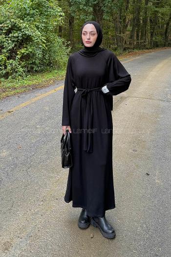 Lamelif Arma Detaylı Elbise Siyah