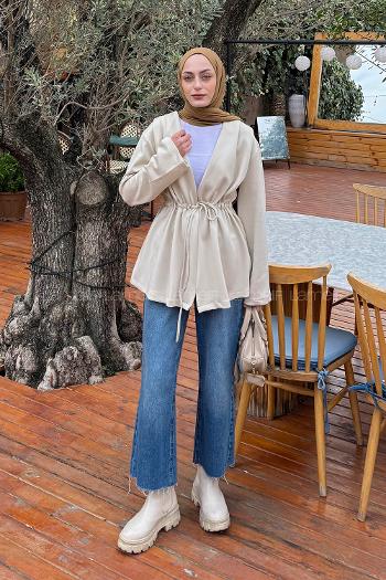 Stone V Neck Long Arm Polyester Jacket