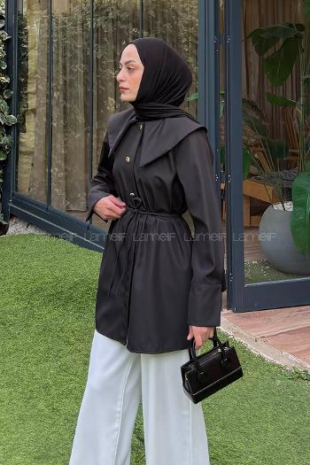 Lamelif Sivri Yaka Gömlek Siyah