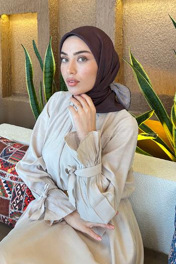 Lamelif Batik Desen Bambu Eşarp Acı Kahve