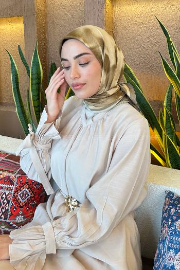 Lamelif Batik Desen Bambu Eşarp Asker Yeşili