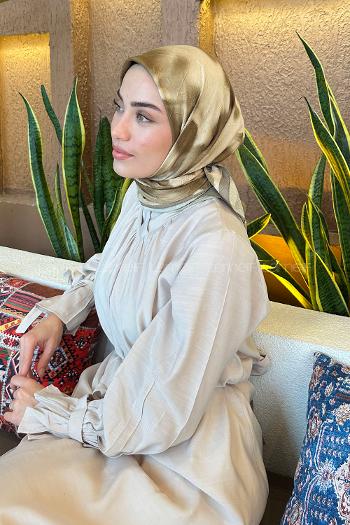 Lamelif Batik Desen Bambu Eşarp Asker Yeşili