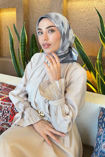 Lamelif Batik Desen Bambu Eşarp Gri