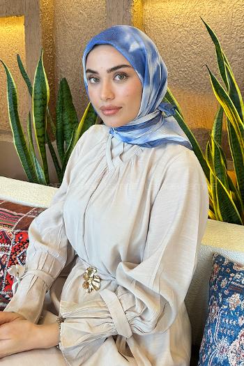 Lamelif Batik Desen Bambu Eşarp İndigo