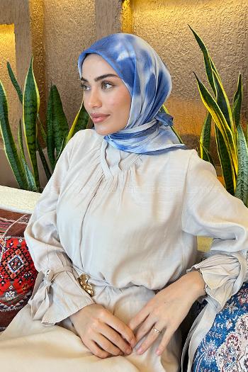 Lamelif Batik Desen Bambu Eşarp İndigo