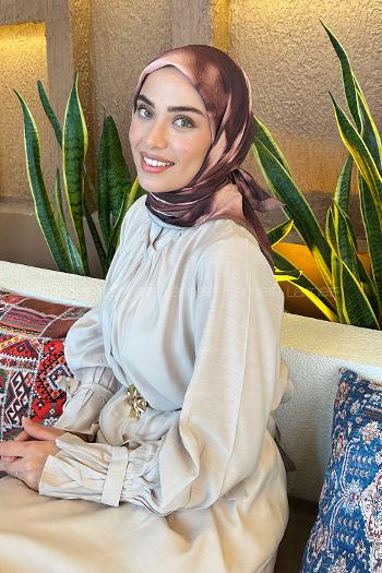 Lamelif Batik Desen Bambu Eşarp Kahverengi