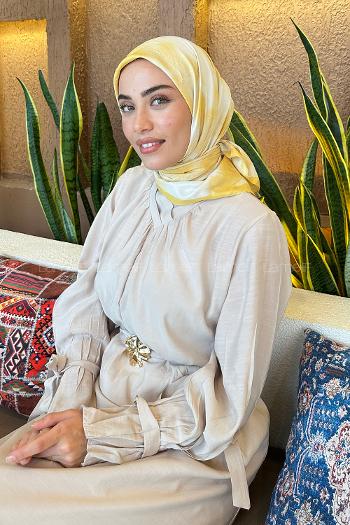 Lamelif Batik Desen Bambu Eşarp Sarı