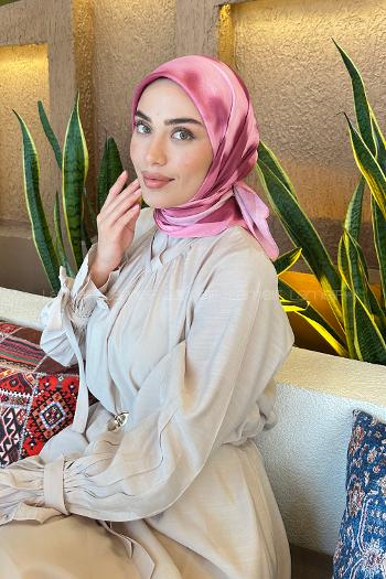 Lamelif Batik Desen Bambu Eşarp Şeker Pembe