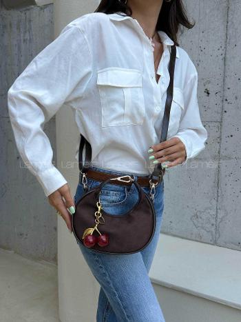 Lamelif Betty Süet Model Charm Hediyeli Kadın El Ve Omuz Çantası
