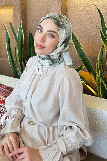 Lamelif Bohem Çiçek Desen Bambu Eşarp Çağla Yeşili