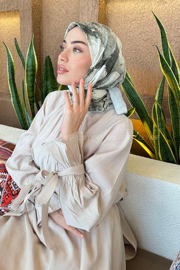 Lamelif Bohem Çiçek Desen Bambu Eşarp Çağla Yeşili