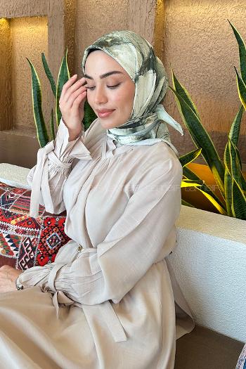 Lamelif Bohem Çiçek Desen Bambu Eşarp Mint Yeşili