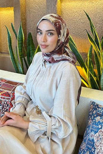 Lamelif Çiçek Desen Bambu Eşarp Bordo