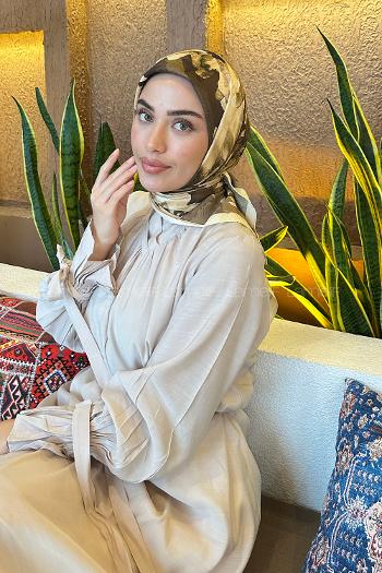 Lamelif Çiçek Desen Bambu Eşarp Sarı