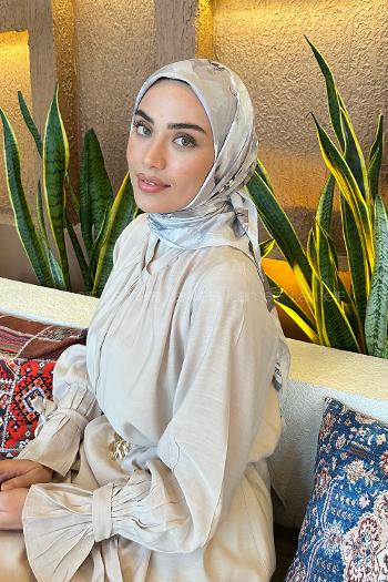 Lamelif Çiçek Desen Bambu Eşarp Taş