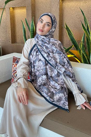 Lamelif Lotus Desen Bambu Şal Füme