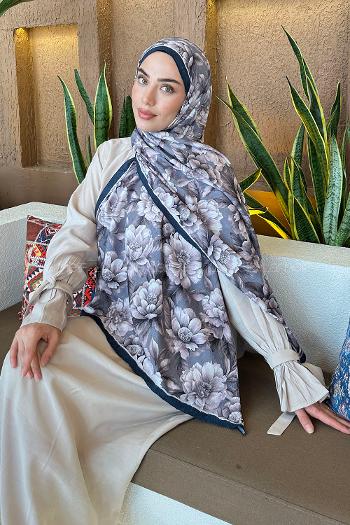 Lamelif Lotus Desen Bambu Şal Füme