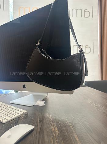 Black With Zipper Skin Hand Bag Arm Bag Bag