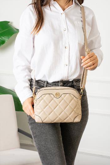 Lamelif Lamelif San Morris Çapraz Askılı Çok Bölmeli Omuz ve Çapraz Kapitone Kadın Çanta