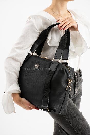 Black Buckle Skin Hand Bag Bag