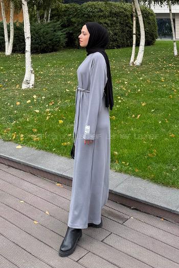 Lamelif Arma Detaylı Elbise Gri