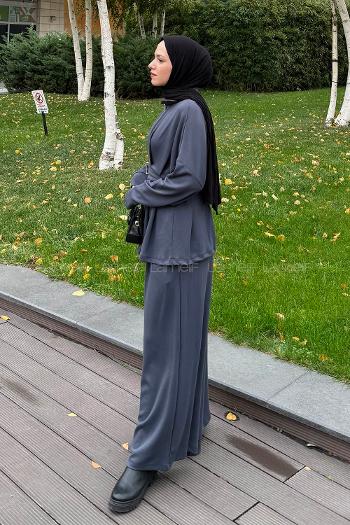 Lamelif Pile Detaylı Takım Antrasit