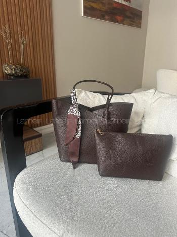 Fular Detaylı Yavrulu El   ve Omuz Çantası