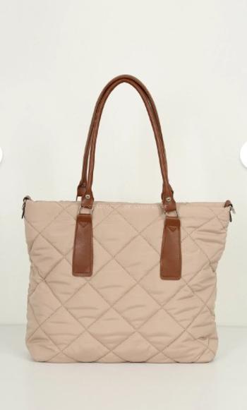Beige With Zipper Skin Hand Bag Bag