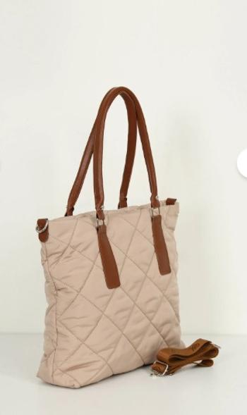 Beige With Zipper Skin Hand Bag Bag