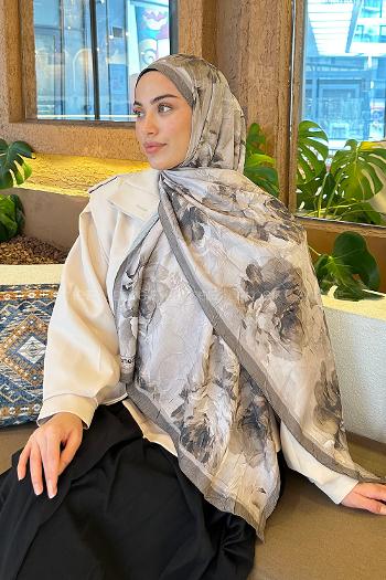 Lamelif Flower Desen Bambu Şal Soft Kahve