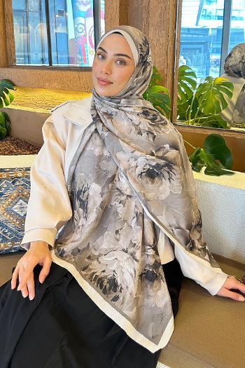 Lamelif Flower Desen Bambu Şal Toprak