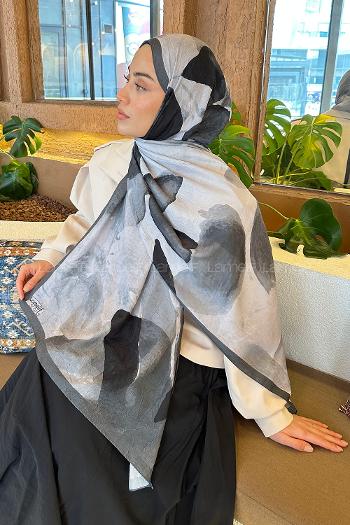 Lamelif Yaprak Desen Bambu Şal Antrasit