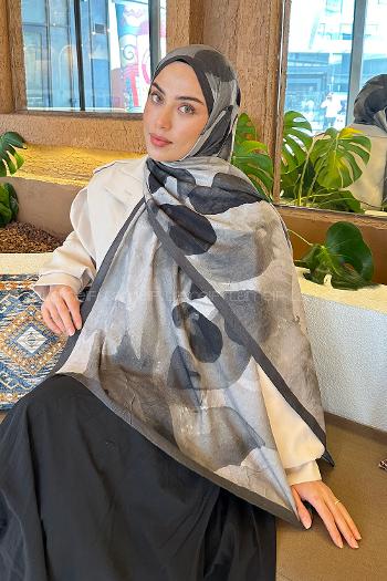 Lamelif Yaprak Desen Bambu Şal Koyu Yeşil