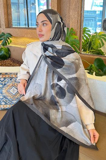 Lamelif Yaprak Desen Bambu Şal Koyu Yeşil