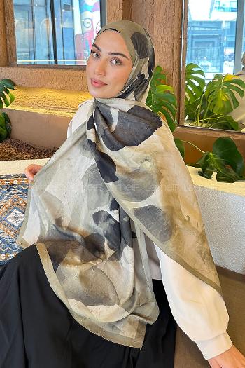 Lamelif Yaprak Desen Bambu Şal Mint Yeşili